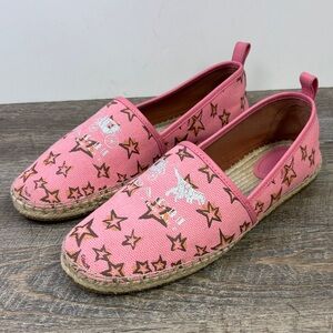 Coach Women’s G2174 Loafer Slip On Flats Pink Star T-Rex Carriage Print Size 11